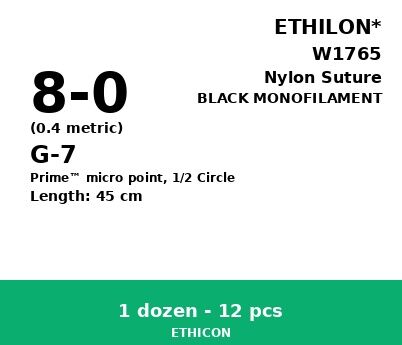 Ethilon W1765 hechtdraad - G-7 8-0 - 45cm - | per 12 st. | - afbeelding 0