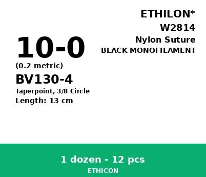 Ethilon W2814 hechtdraad - BV130-4 10-0 - 13cm - | per 12 st. | - afbeelding 0