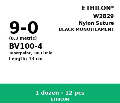 Ethilon W2829 hechtdraad - BV100-4 9-0 - 13cm - | per 12 st. | - afbeelding 0