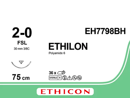 Ethilon hechtdraad EH7798H 2-0 met FSL naald zwart 75cm draad per 36st. - afbeelding 0