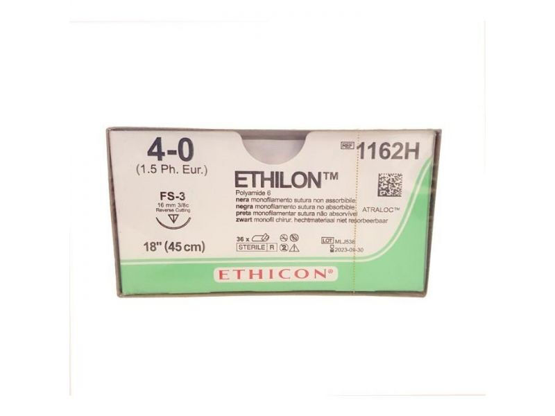 Ethilon hechtdraad 1162H 4-0 draad FS-3 naald per 36st