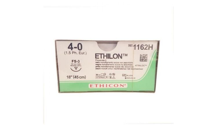 Ethilon hechtdraad 4-0 FS-3, 16mm lang, 3/8 36st 1162H - afbeelding 0