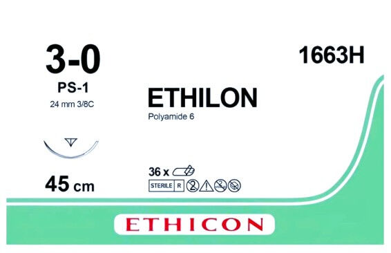Ethilon Hechtdraad 1663H - 3-0 45 cm PS1-naald per 36ST