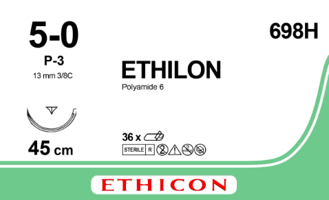 Ethilon hechtdraad 5-0 45cm zwart P-3 698H 36x (opvolger voor de 668H)