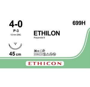 Ethilon Hechtdraad 699H 4-0-P3 naald 45CM Zwart per 36st