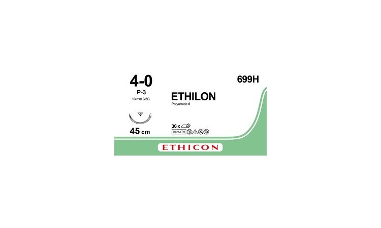 Ethilon Hechtdraad 699H 4-0-P3 nld FS-2 -45CM Zwart per 36st 
