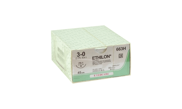 Ethilon 3-0 hechtdraad 663H met FS-1 hechtnaald 45cm draad per 36st - afbeelding 0