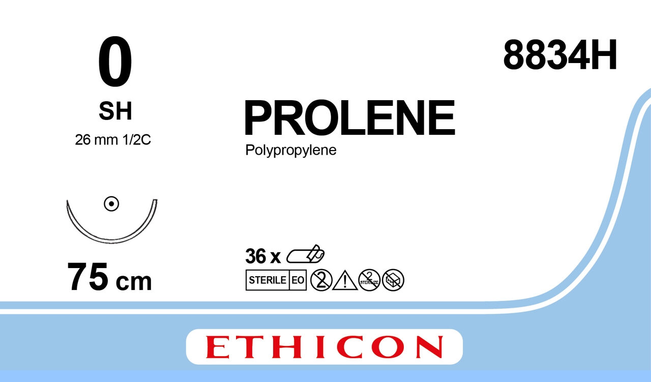 Prolene hechtdraad 8834H 0 draad 75cm SH naald 36st