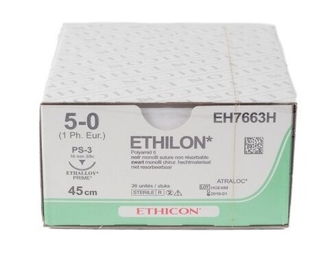 Ethilon hechtdraad 5-0 met PS-3 naald 1668H per 36st.