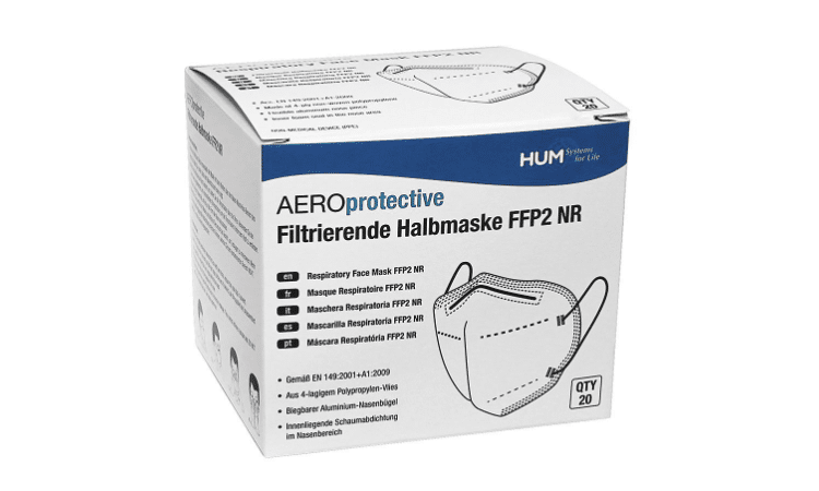 FFP2 NR mondmasker zonder ventiel Aeroprotective per 20st. 