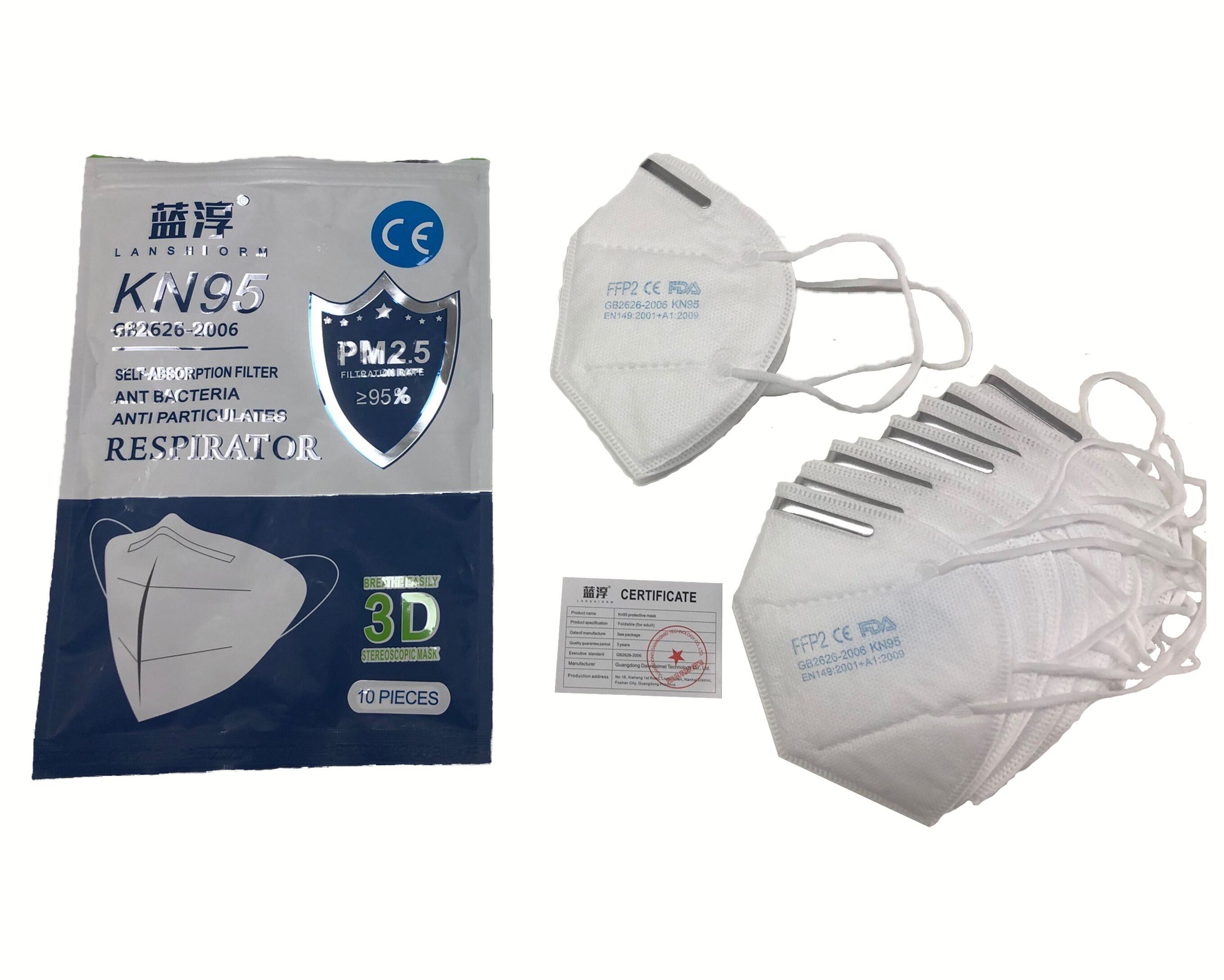 FFP2 Mondmasker KN95 gecertificeerd masker per 10st. - afbeelding 3