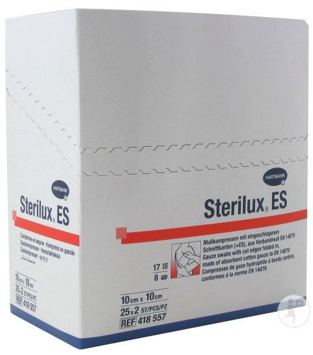 Sterilux gaaskompressen steriel 8 laags 10CMx10CM per 25x2ST