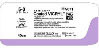 Vicryl hechtdraad J671G 5-0 met S-14 naald 45cm draad ongekleurd per 12st. - afbeelding 1