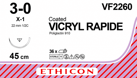 Vicryl Rapide hechtdraad VF2260 3-0 45cm draad X-1 naald per 36st. - afbeelding 0