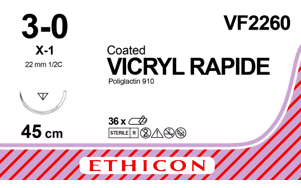 Vicryl Rapide hechtdraad VF2260 3-0 45cm draad X-1 naald per 36st.