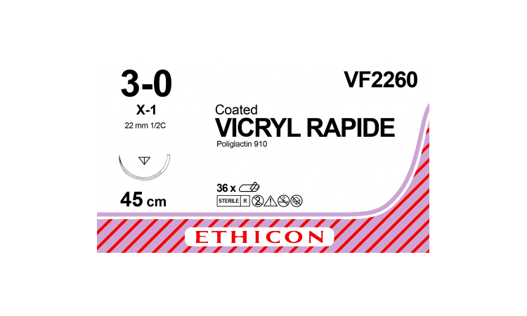 Vicryl Rapide hechtdraad VF2260 3-0 45cm draad X-1 naald per 36st. - afbeelding 0