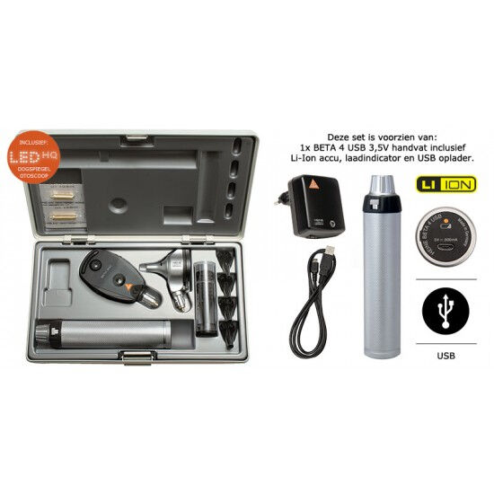 Heine Diagnostische Set Beta400 LED FO Otoscoop Beta200 LED Opthalmoscoop USB