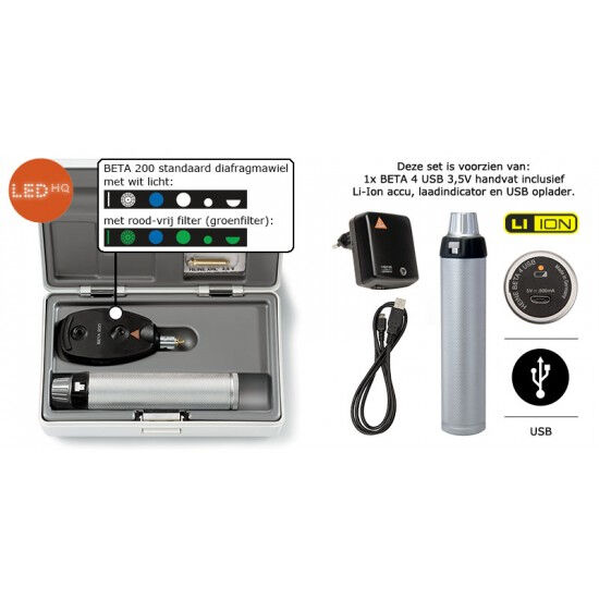 Heine Ophthalmoscoopset Beta 200 Beta4 USB Handvat