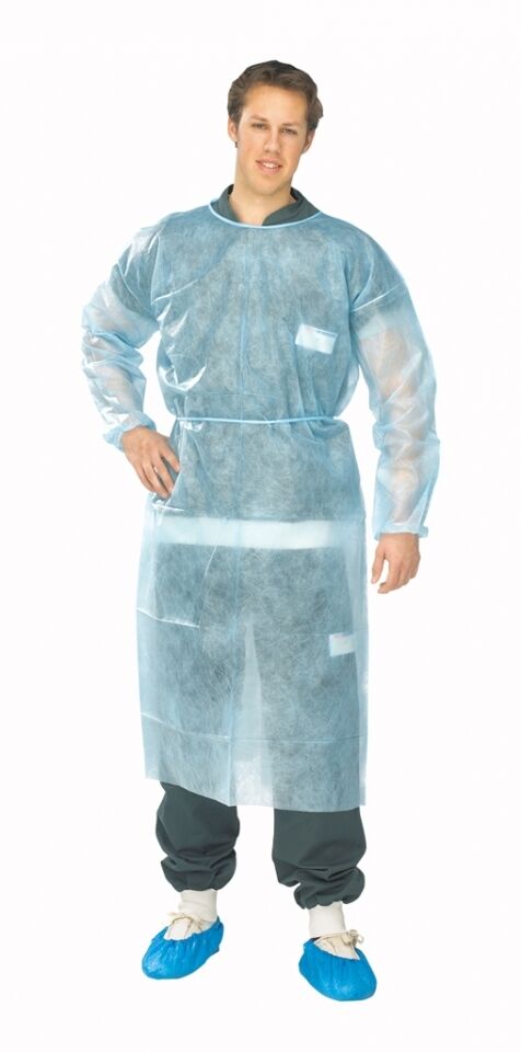 Klinion Isolatieschort nonwoven blauw met mouwen per 50st.