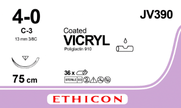 Vicryl hechtdraad JV390 3-0 75cm draad violet C-3 naald per 36st - afbeelding 0