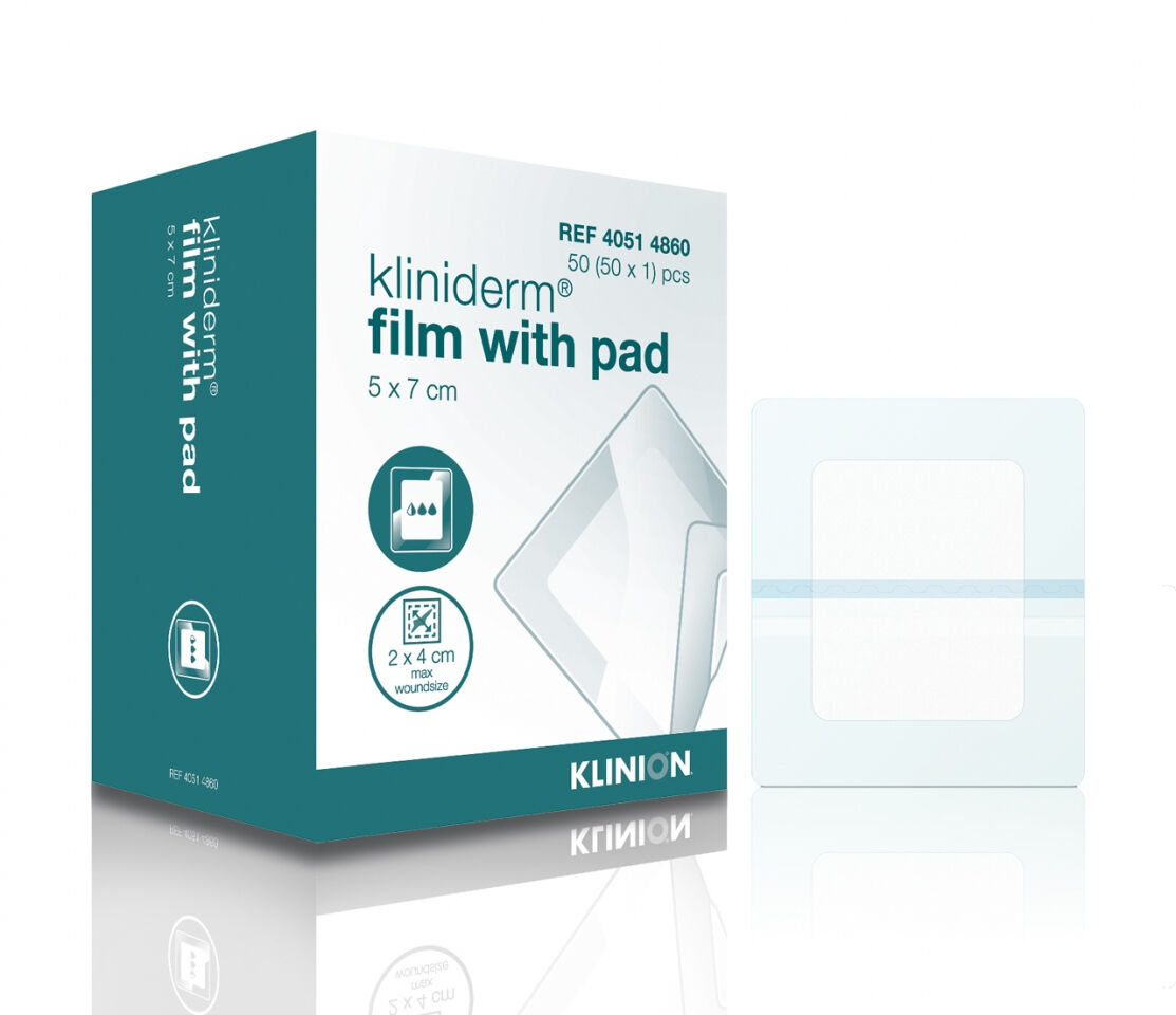 Kliniderm film eilandpleister 5x7,2cm steriel per 50st.