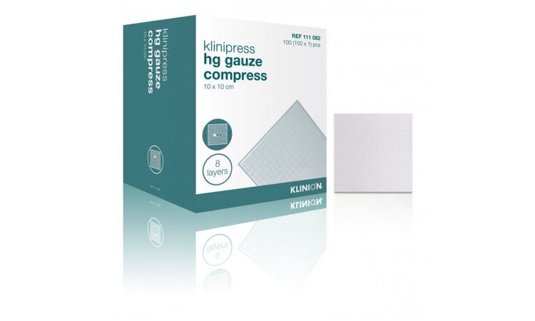 Klinion klinipres hydrofiel gaaskompres 10x10cm 8 laags per 100st steriel - afbeelding 0