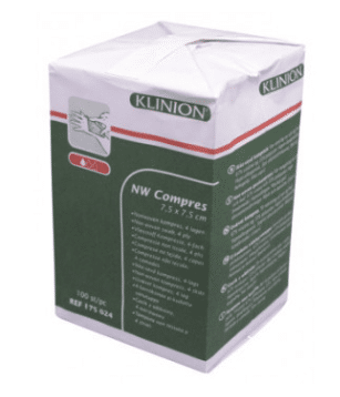 Klinion nonwoven kompres 7,5x7,5cm 4 laags per 100st. niet steriel