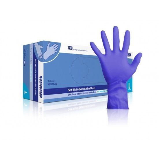 Klinion protection nitril handschoen latexvrij sensitive indigo per 150st. XL LET OP: THT 30-12-2023