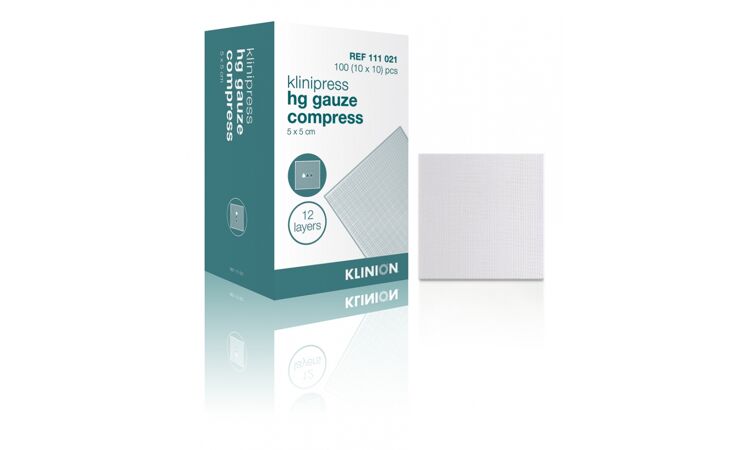 Klinion HG compres steriel verpakt gaaskompres 12 laags