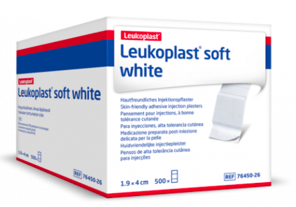 Leukoplast Soft White injectiepleisters per 500st. verpakt.