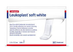 Leukoplast soft white strips 1,9x7,2cm pleisters per 100st.