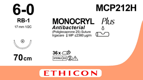 Monocryl hechtdraad MCP212H 6-0 met RB1 naald 70cm violet per 36ST