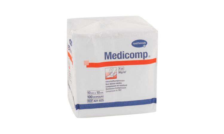 Medicomp nonwoven gaaskompres 4-laags 10x10cm niet steriel per 100st. - afbeelding 0