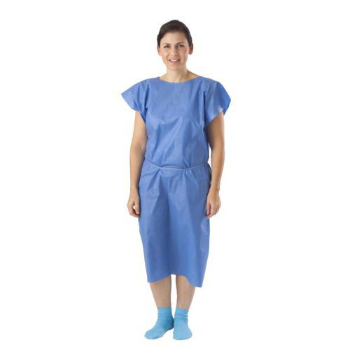 Medline patientenhemd met korte mouwen blauw per 50st. - afbeelding 1