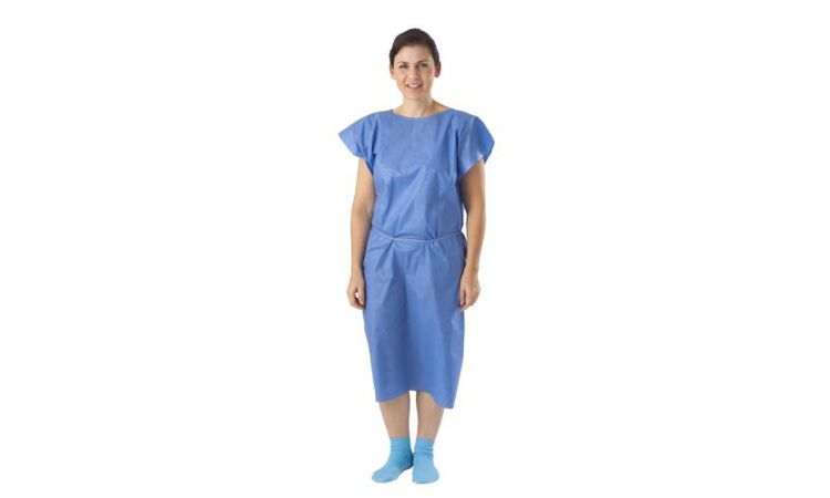 Medline patientenhemd met korte mouwen blauw per 50st. - afbeelding 1