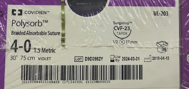 Medtronic Polysorb hechtdraad UL-203 4-0 ongekleurd met CVF-23 naald per 36st. - afbeelding 2
