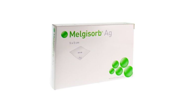 Melgisorb AG alginaatverband met zilver 5x5cm per 10st