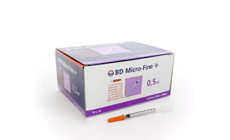 Microfine insuline spuit met naald per 100ST