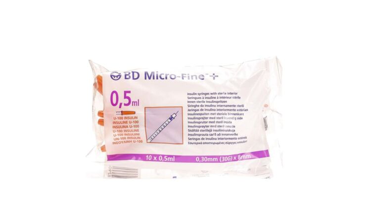 Microfine insuline spuit met naald per 10x10ST