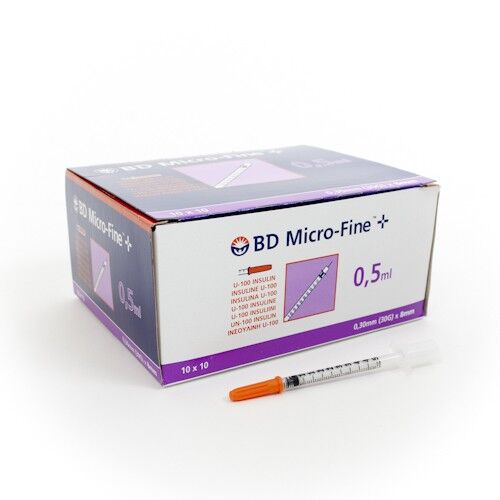 BD Microfine spuit insulinespuitjes 1ml 0,5ml of 0,3ml per 100st. U100