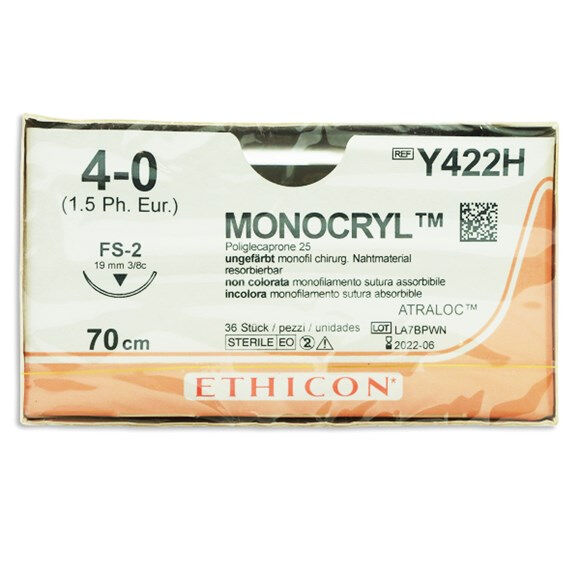 Monocryl hechtdraad 4-0 met FS-2 naald