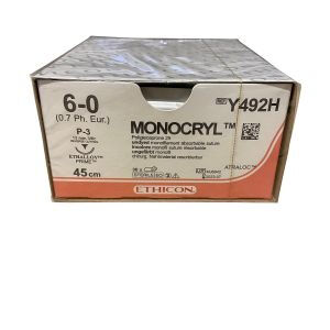Monocryl plus hechtdraad 6-0 P3 prime naald Y492H 45cm draad ongekleurd per 36st.  