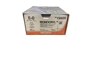 Monocryl plus hechtdraad 6-0 P3 prime naald Y492H 45cm draad ongekleurd per 36st.  
