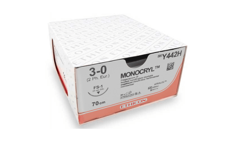 Monocryl hechtdraad Y442H draad 3/0 met FS1 naald 3/8 24mm per 36st. - afbeelding 0