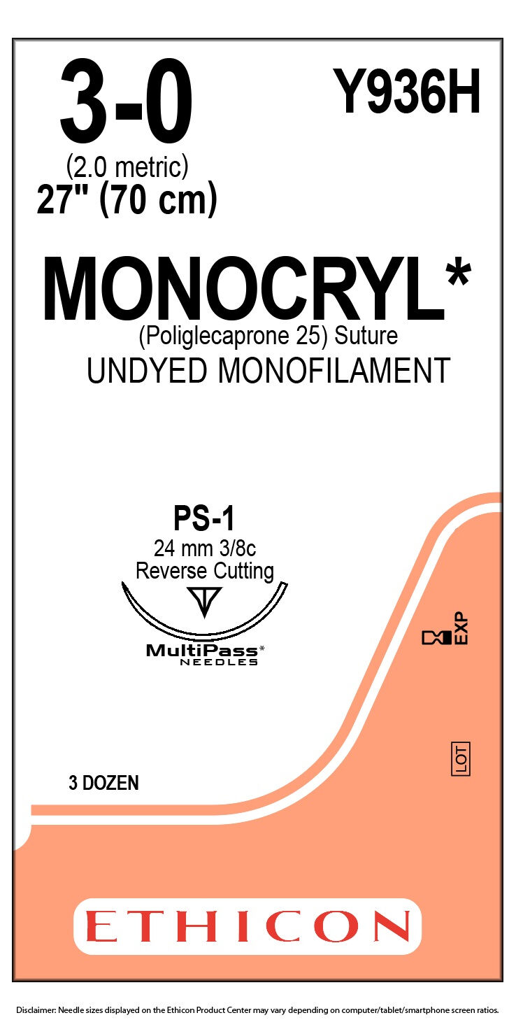 Monocryl suture 3-0 hechtdraad Y936H PS1 70cm per 36st