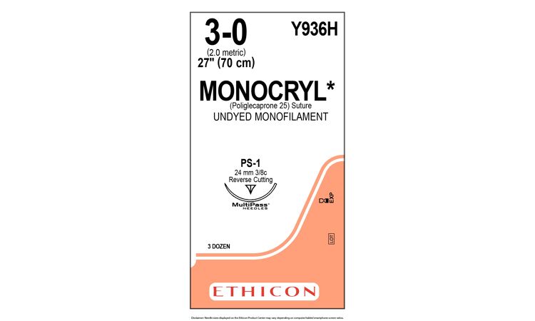 Monocryl suture 3-0 hechtdraad Y936H PS1 70cm per 36st