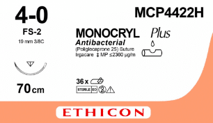 Monocryl Plus hechtdraad MCP4422H 4-0 70cm ongekleurd FS-2 naald 36st