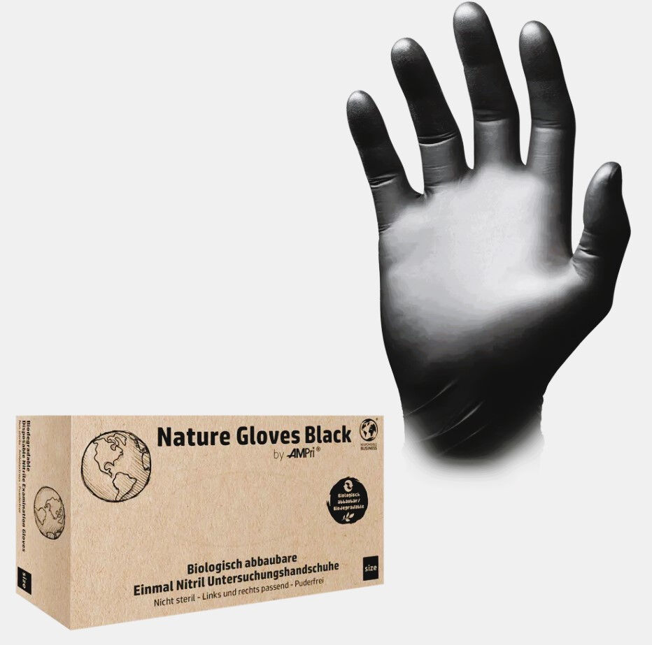Biodegradeable gloves nitril handschoenen duurzaam Black per 100ST