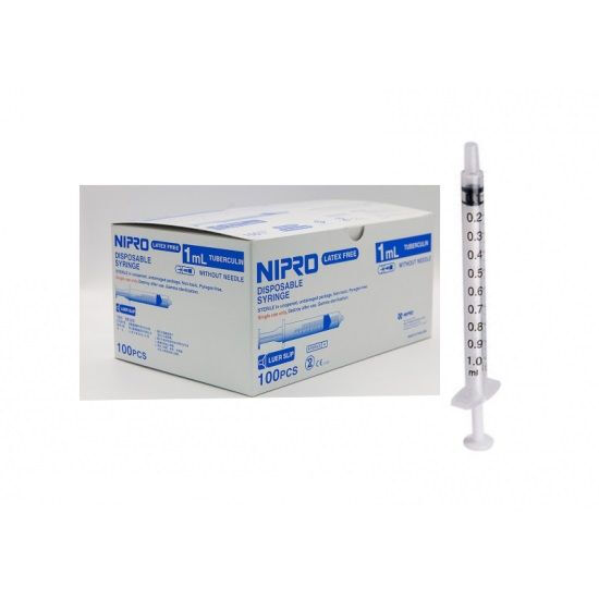 Nipro 1ml Luerlock injectiespuit per 100st. 