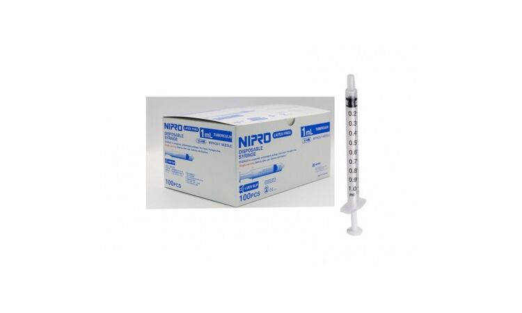 Nipro 1ml Luerlock injectiespuit per 100st. 